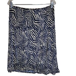 Jaclyn Smith zebra print A line skirt blue cream size small